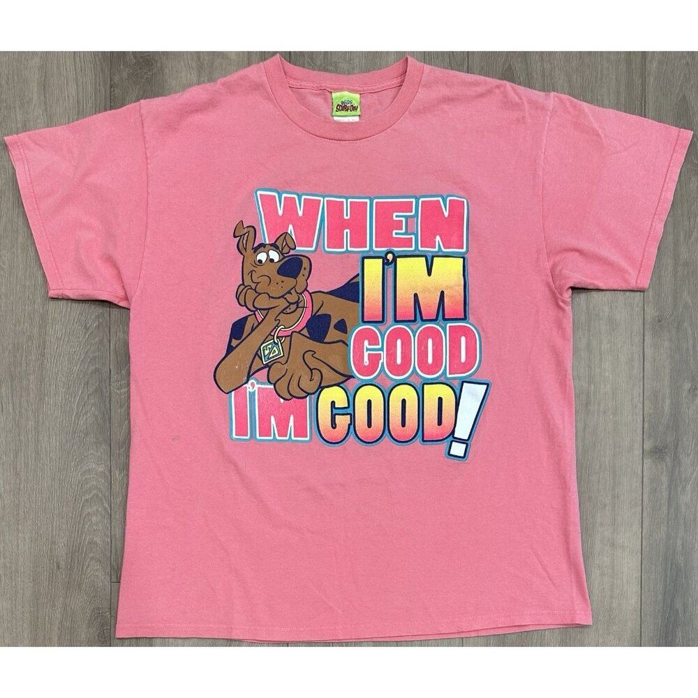 VTG 90s Scooby Doo When “I'm Good I'm Good” Cartoon Network pink T shirt size XL